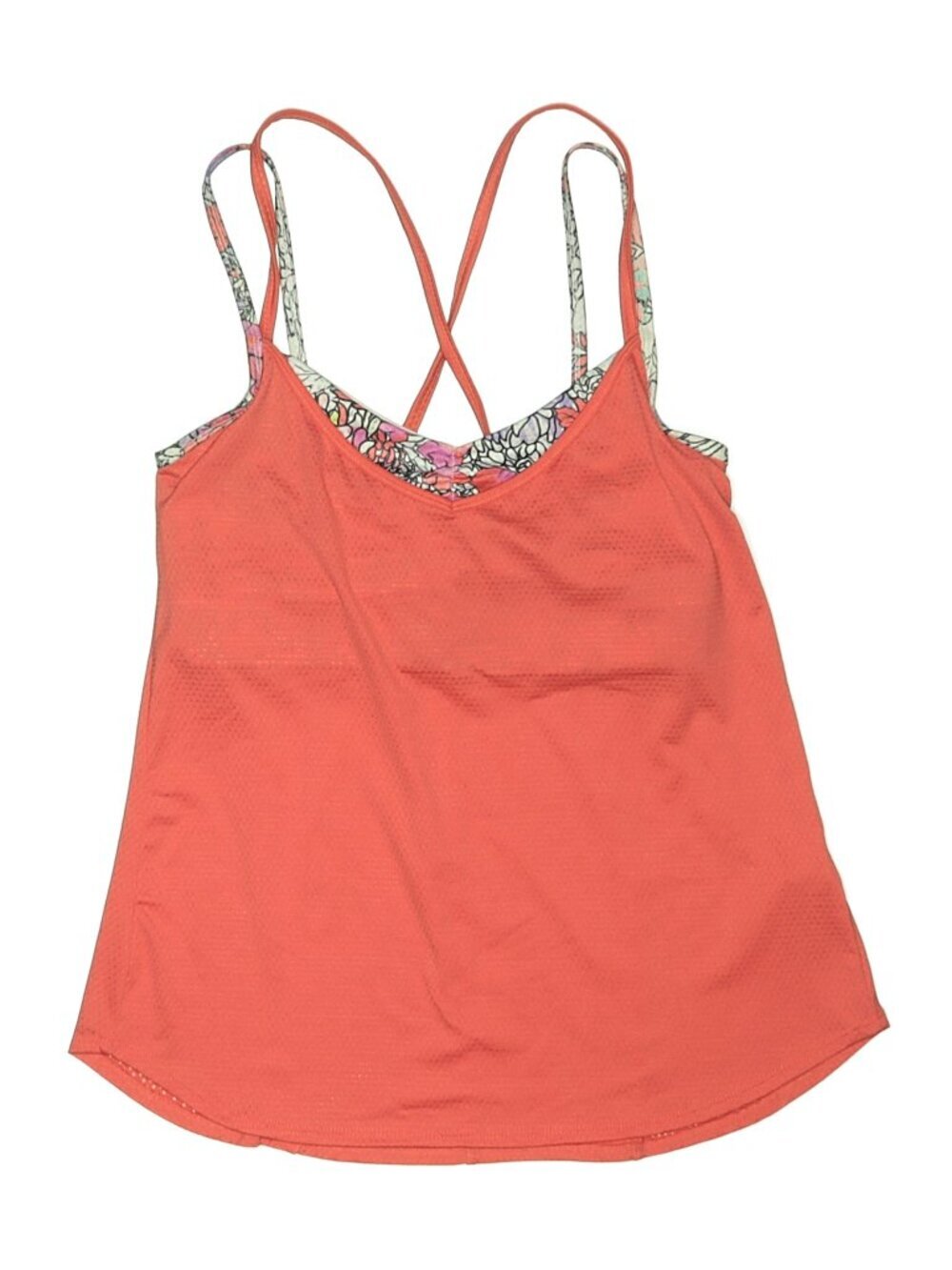 Lucky In Love tennis Tank bra Top small floral orange white multi golf shirt